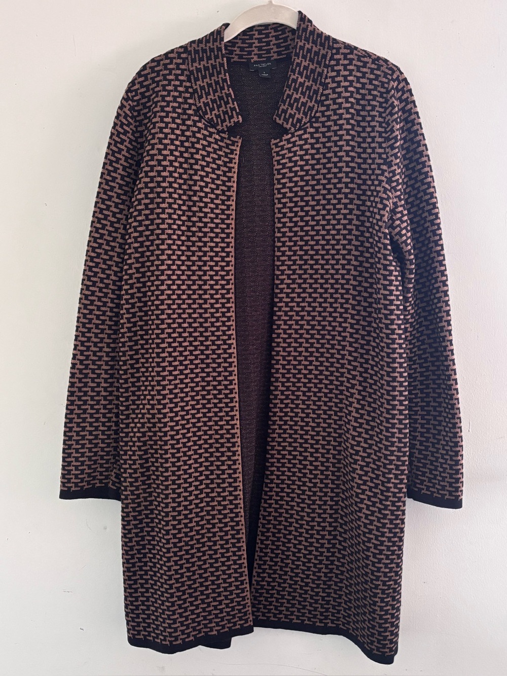 Ann Taylor Factory Open Front Long Cardigan sweater jacket - S  Geometric Knit